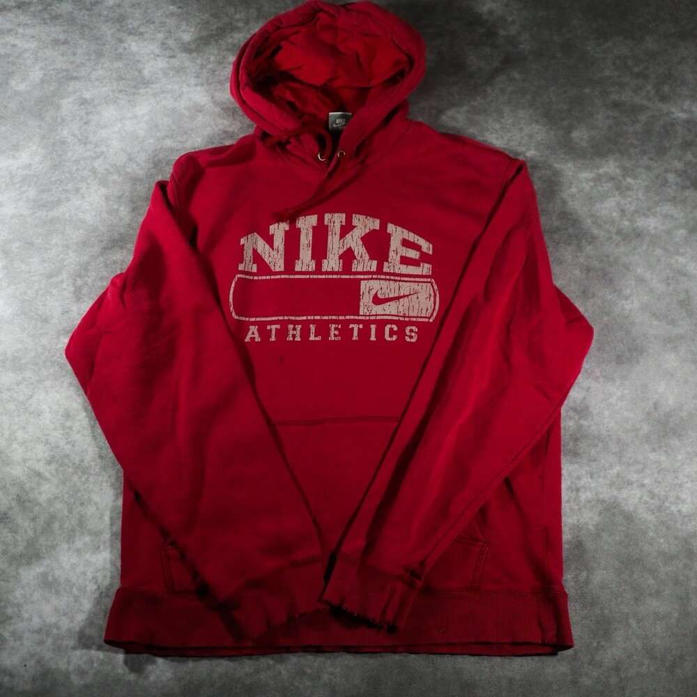 Vintage Nike Athletics Hoodie Grey Tag Red Y2K